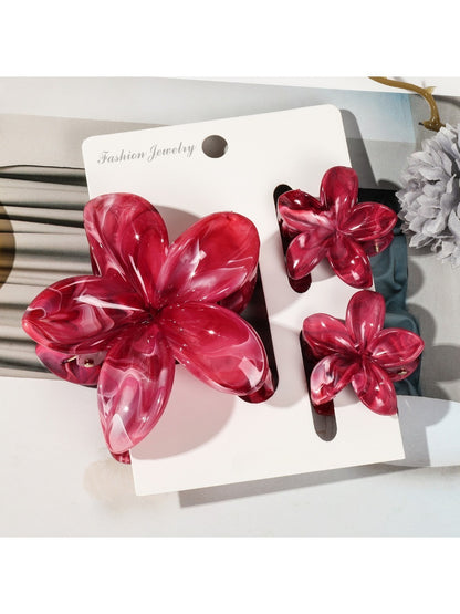 Beau - Marbled Frangipani Hair Clips Set