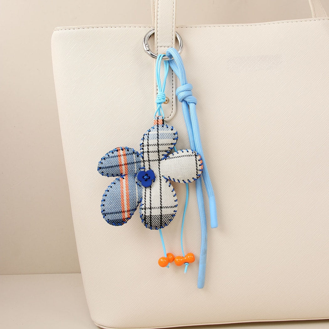 Keypus - Plaid Flower Fabric Bag Charm Keychain