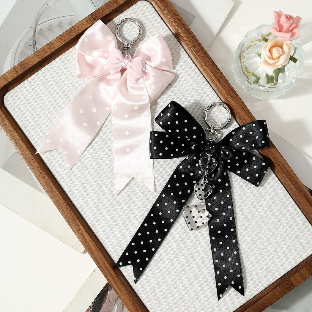 Keypus - Retro Polka Dot Bow Pendant Keychain
