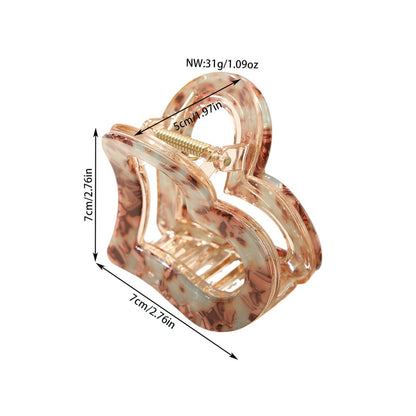 Beau - Acetate Heart Floral Pattern Claw Clip