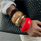 Close-up of Lovra round geometric bracelet showing intricate design details