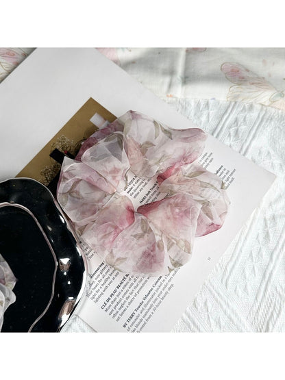Gifty - Rose Organza Floral Puff Scrunchie