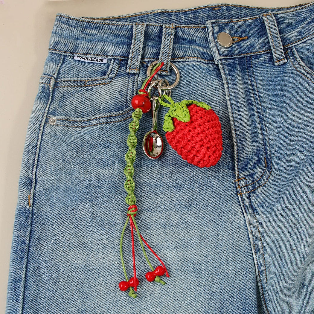 Keypus - Raffia Look Strawberry Bag Hanging Keychain