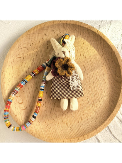 Keypus cartoon doll keychain with metal keyring and clasp attachment