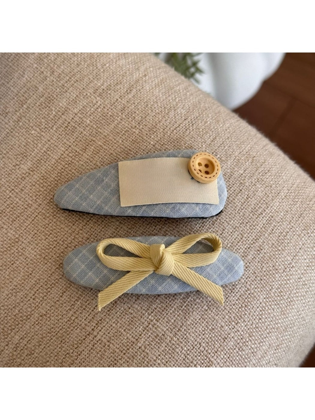 Gifty - Blue Plaid Hair Scrunchie Hair Clip and Headband