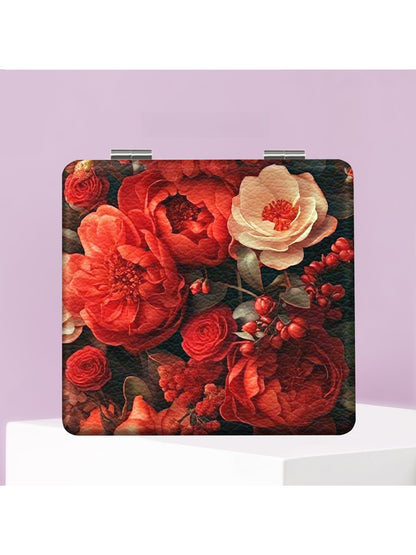Mirroray - Floral Print Foldable Tabletop Makeup Mirror