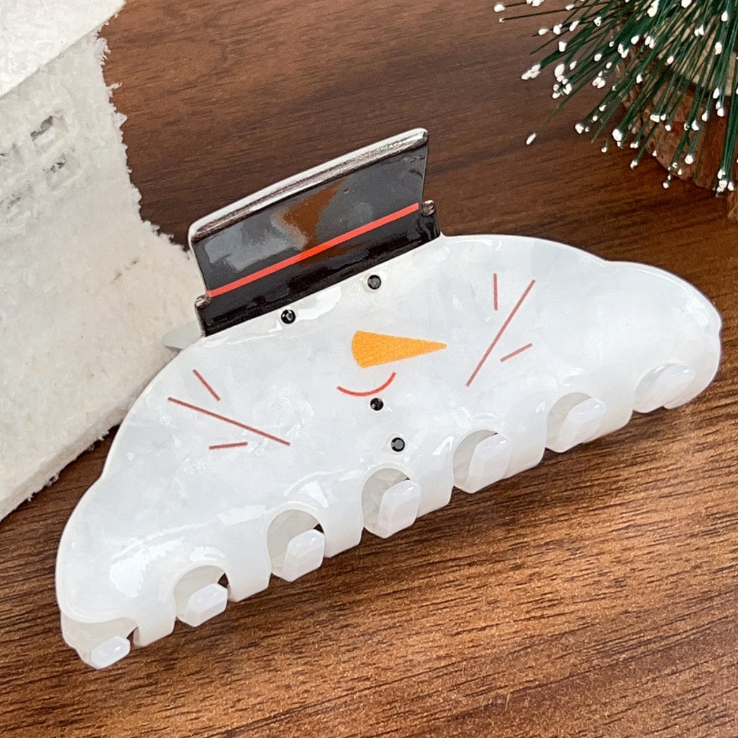 Beau - Glossy Christmas Style Snowman Claw Clip