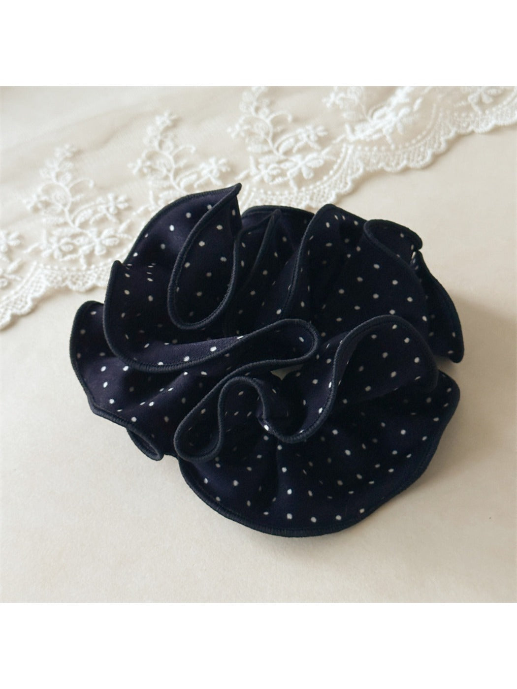 Gifty - Solid Color Polka Dot Ruffle Scrunchie