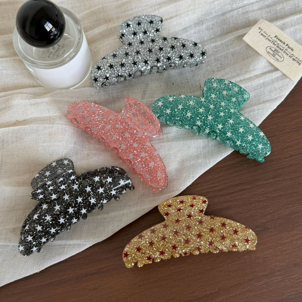Beau - Star Pattern Shimmer Acrylic Hair Claw Clip