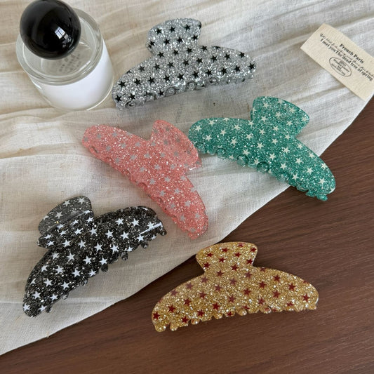 Beau - Star Pattern Shimmer Acrylic Hair Claw Clip