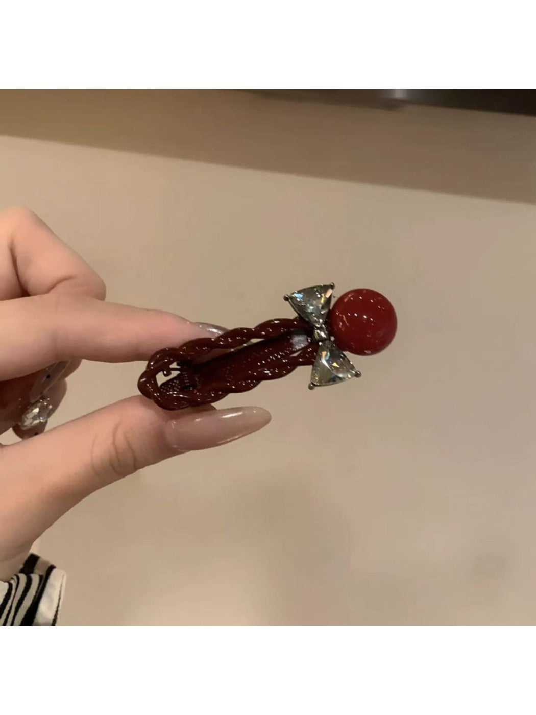 Beau - Ankara Red Bow Hair Clip