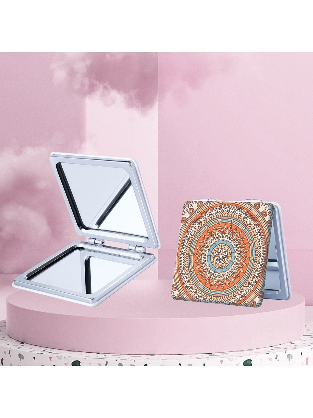 Mirroray - Totem Pattern Portable Folding Makeup Mirror