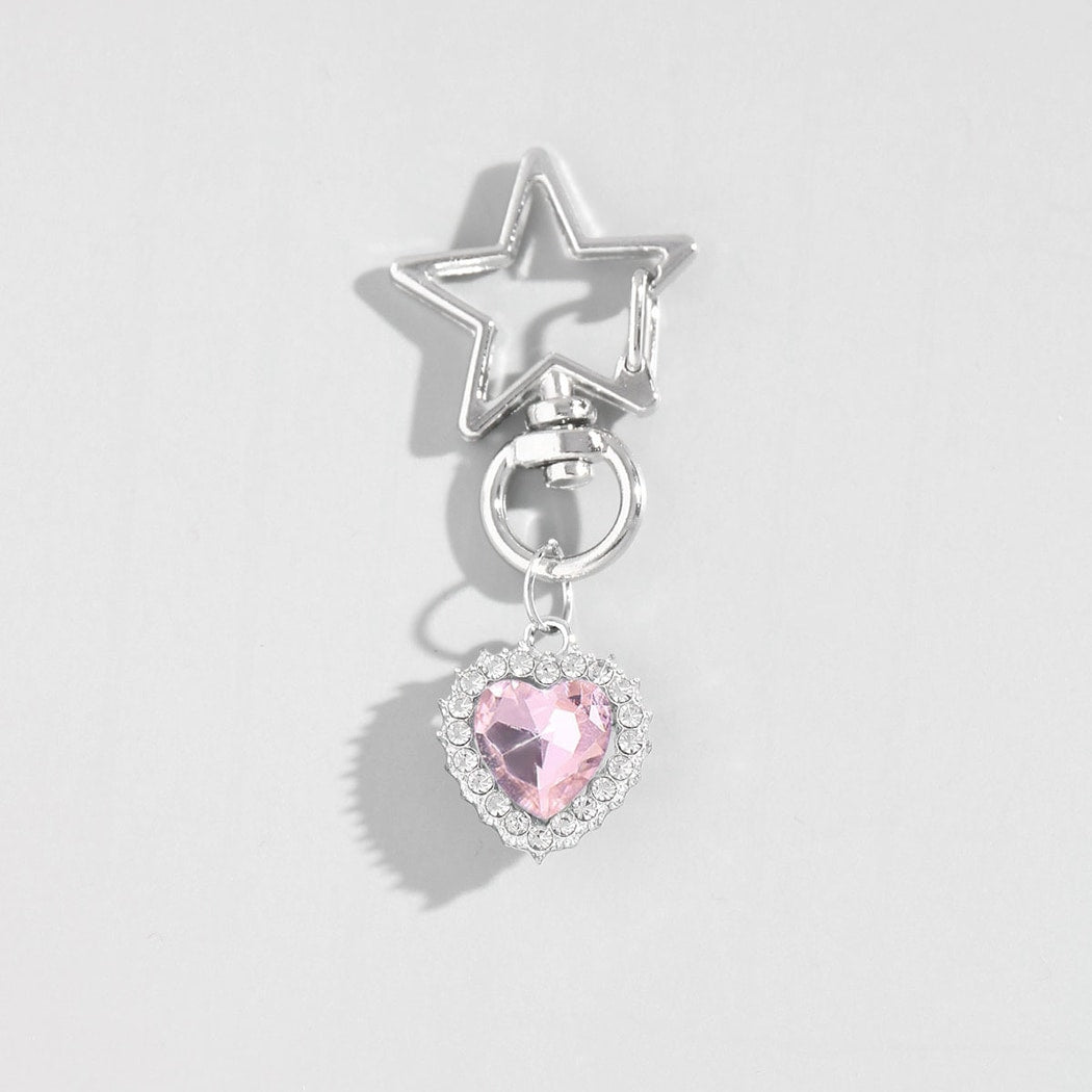 Keypus - Hollow Star and Heart Pendant Keychain