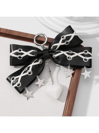 Keypus - Grommet Bow Faux Leather Bag Charm Keychain