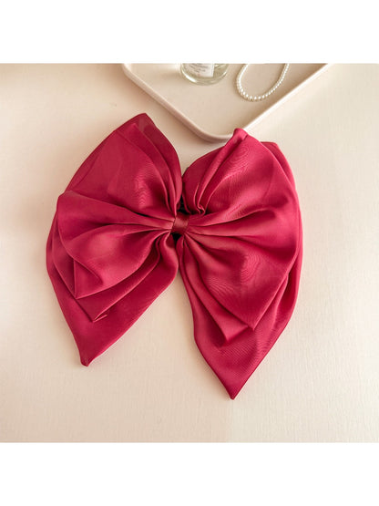 Beau - Layered Bow Polyester Claw Clip