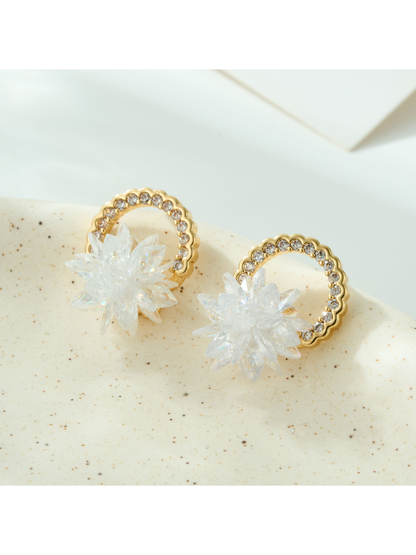 Earedge - Layered Floral Plated Alloy Stud Earrings