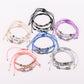 Lovra alloy charm small bead bracelet with silver-tone beads and charm on a white background
