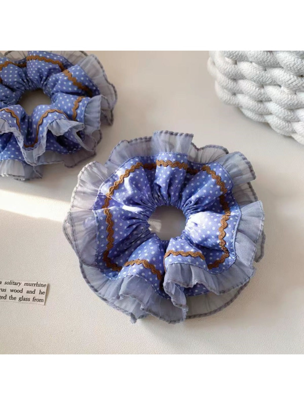Gifty - Chic Blue Polka Dot Hair Scrunchie