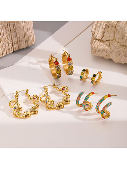 Earedge - Irregular Multicolored Curved Earrings