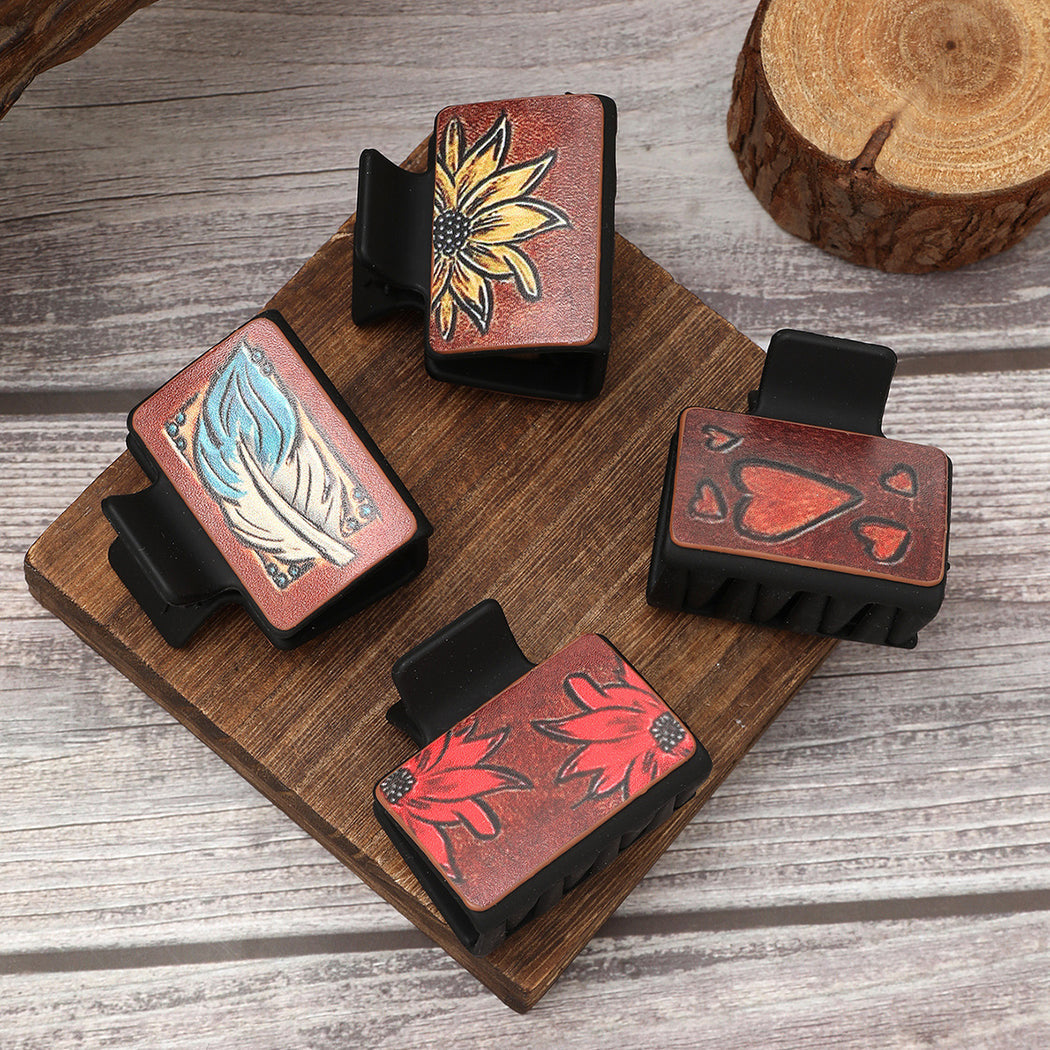 Beau - Sunflower Feather Print Hair Claw