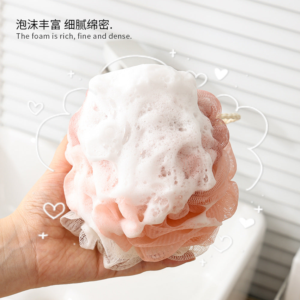 三拼撞色浴花 大号柔软沐浴球 亲肤起泡丰富不易散 可悬挂家用洗