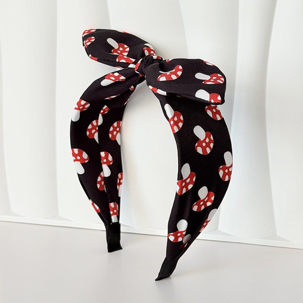 Black mushroom bow knotted headband