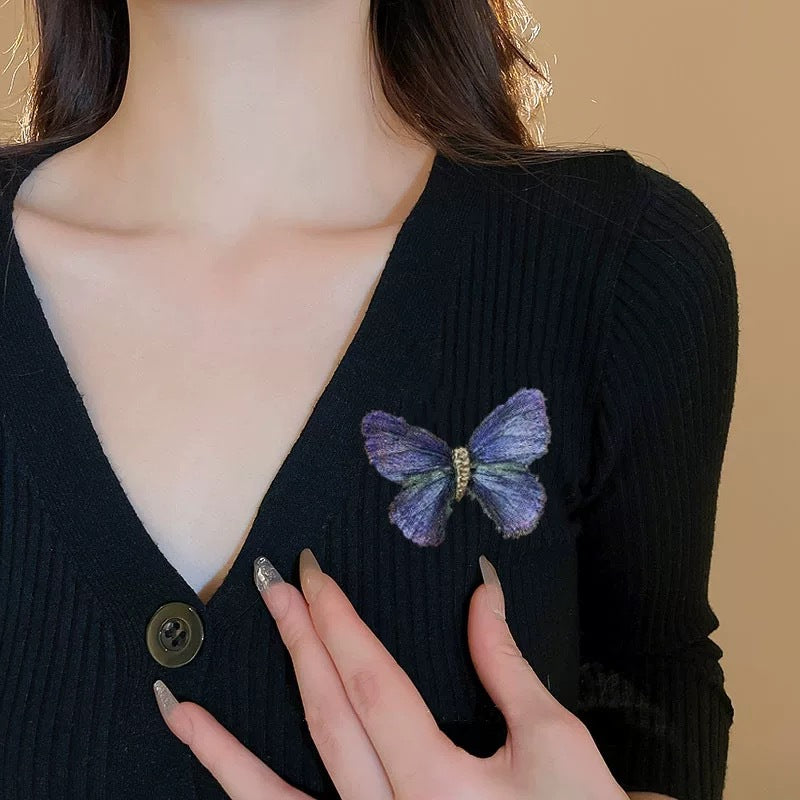 Brovia - Butterfly Embroidered Wing Brooch