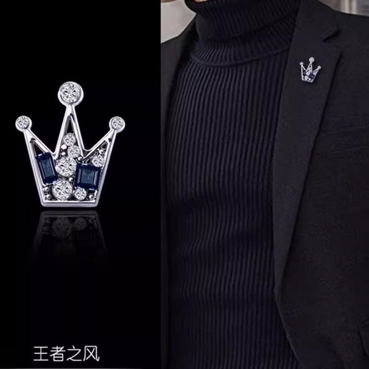 新款气质皇冠胸针男士简约胸花复古徽章装饰高档西装领花衬衫领针