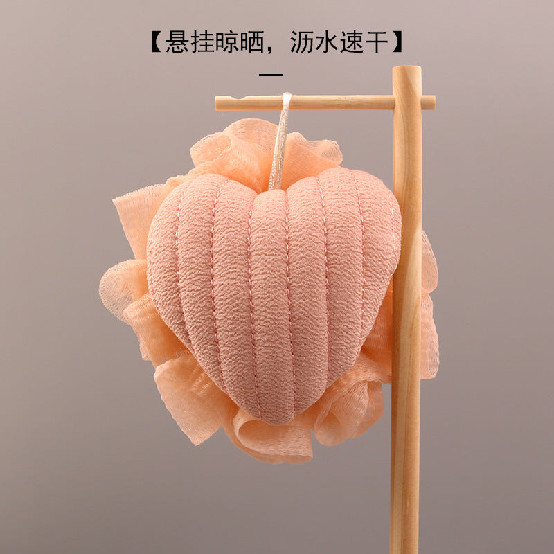 巾派心形两用浴花加密缝制不易散花柔软起泡洗澡沐浴球可爱公主风