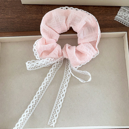 GIFTY - Handcrafted Lace Bow Ribbon Scrunchie