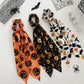 Orange black and white Halloween ribbon scrunchies
