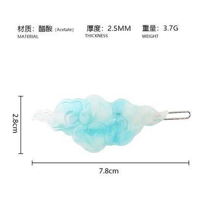 佳蕊新中式祥云醋酸发夹 国风云纹渐变青蛙扣汉服搭配女生发饰