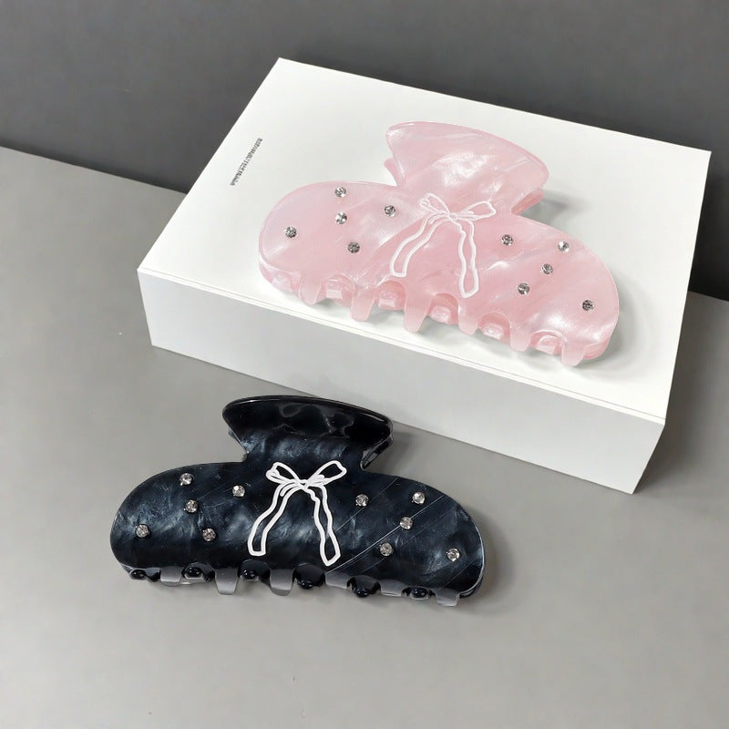 蝴蝶结镶钻发夹瑞典小众设计鲨鱼夹发卡发抓鸭嘴夹碎发夹女