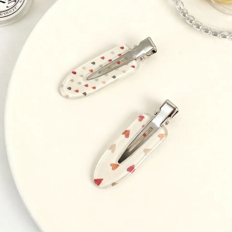 Beau - Heart Raindrop Print Snap Hair Clip