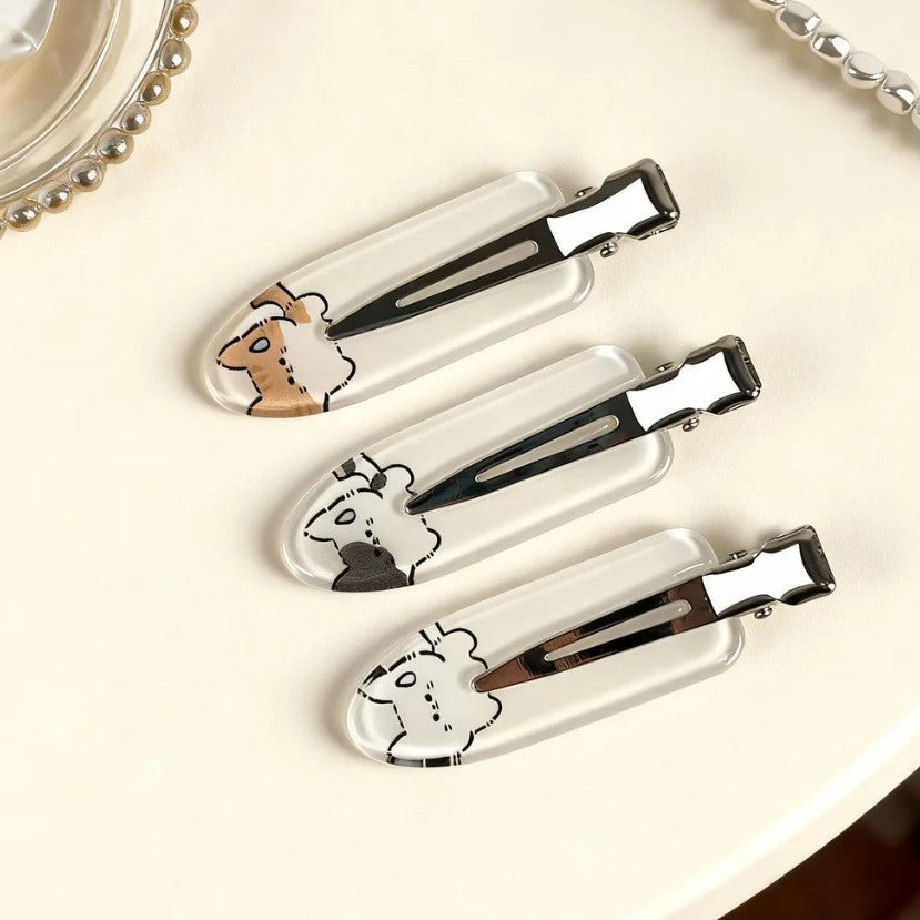 Beau - Cat Character Clear Snap Hair Clip