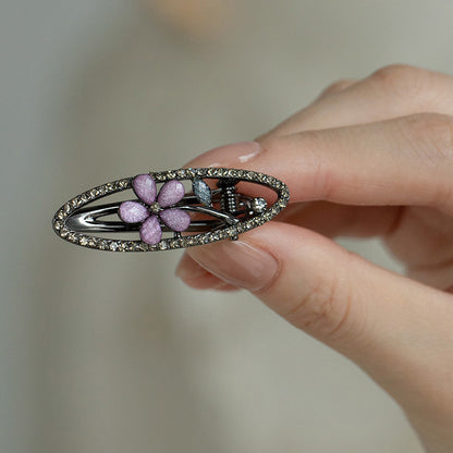 Beau - Purple Floral Oval Barrette