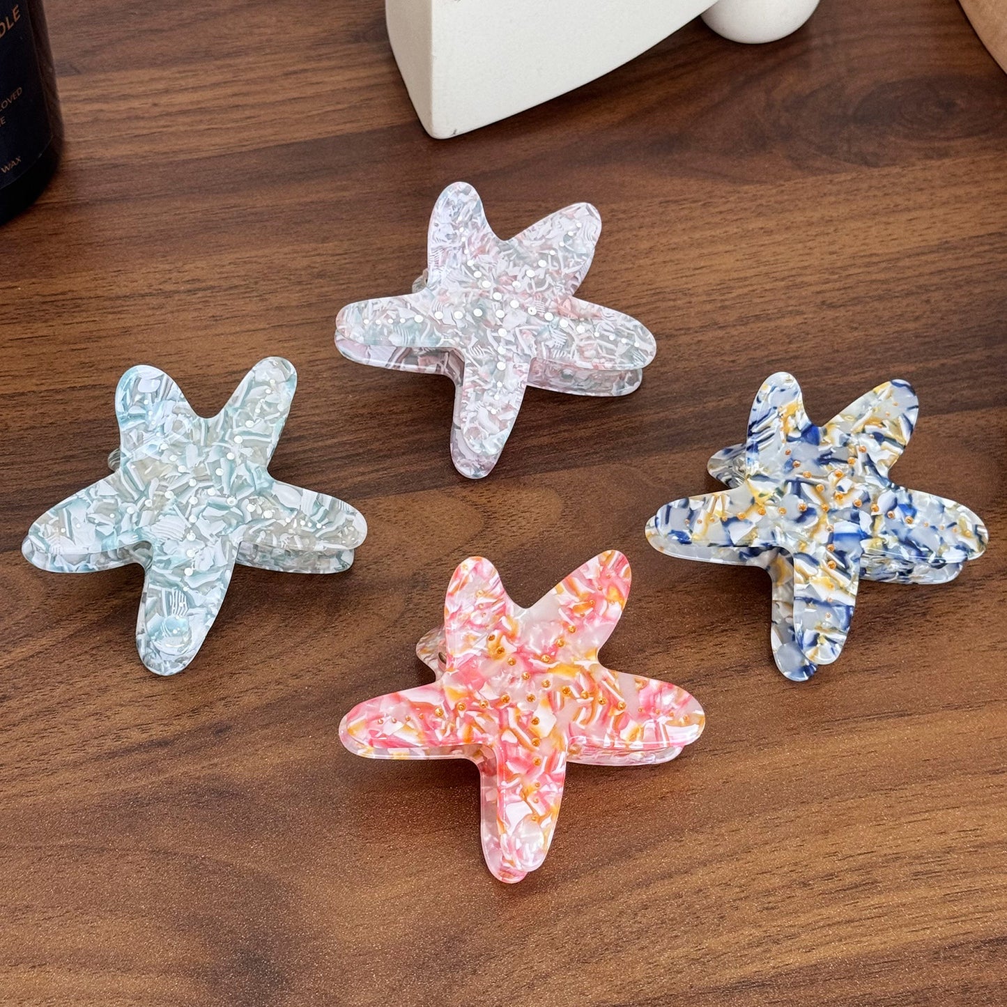 百搭醋酸星星发夹海星线条抓夹半扎中号发卡盘发鲨鱼夹马尾发饰
