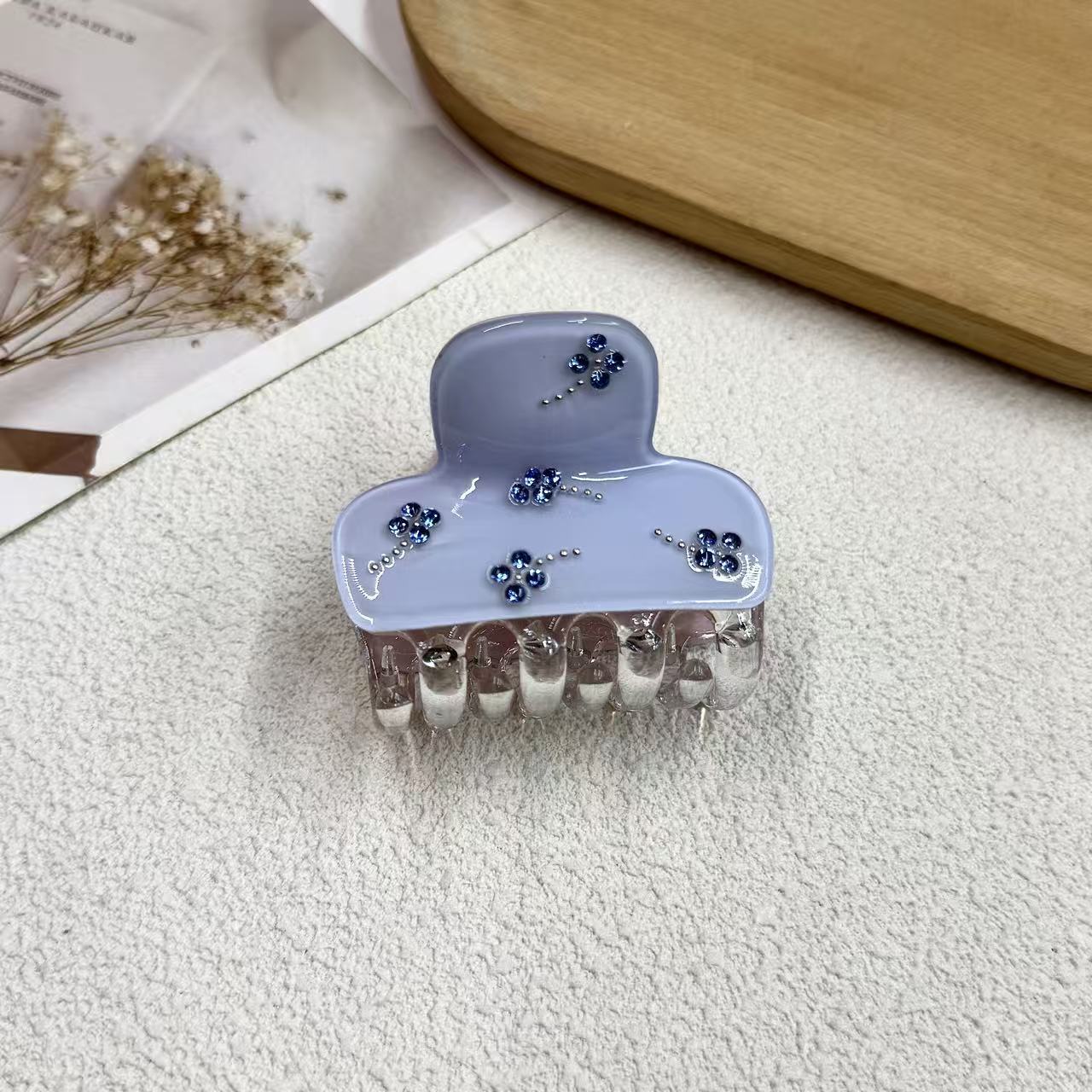 新款高级感方块水钻抓夹时尚气质后脑勺盘发夹简约方形半扎发夹子