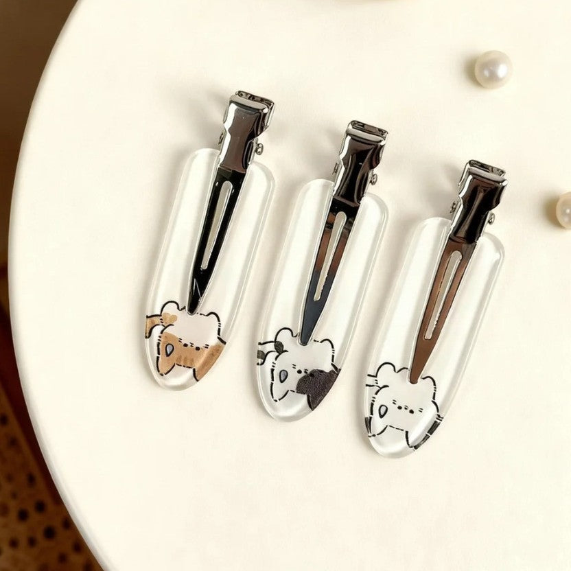 Beau - Cat Character Clear Snap Hair Clip