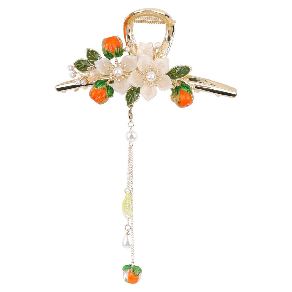 发夹高级感精致柿柿如意花朵抓夹饱满后脑勺鲨鱼夹高级感发饰
