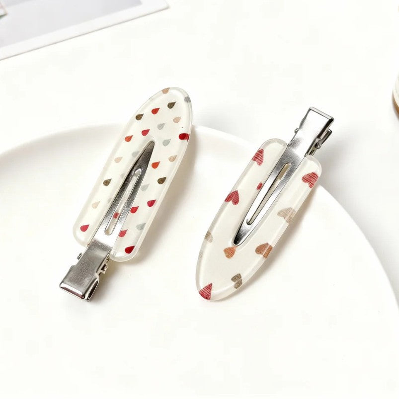 Beau - Heart Raindrop Print Snap Hair Clip