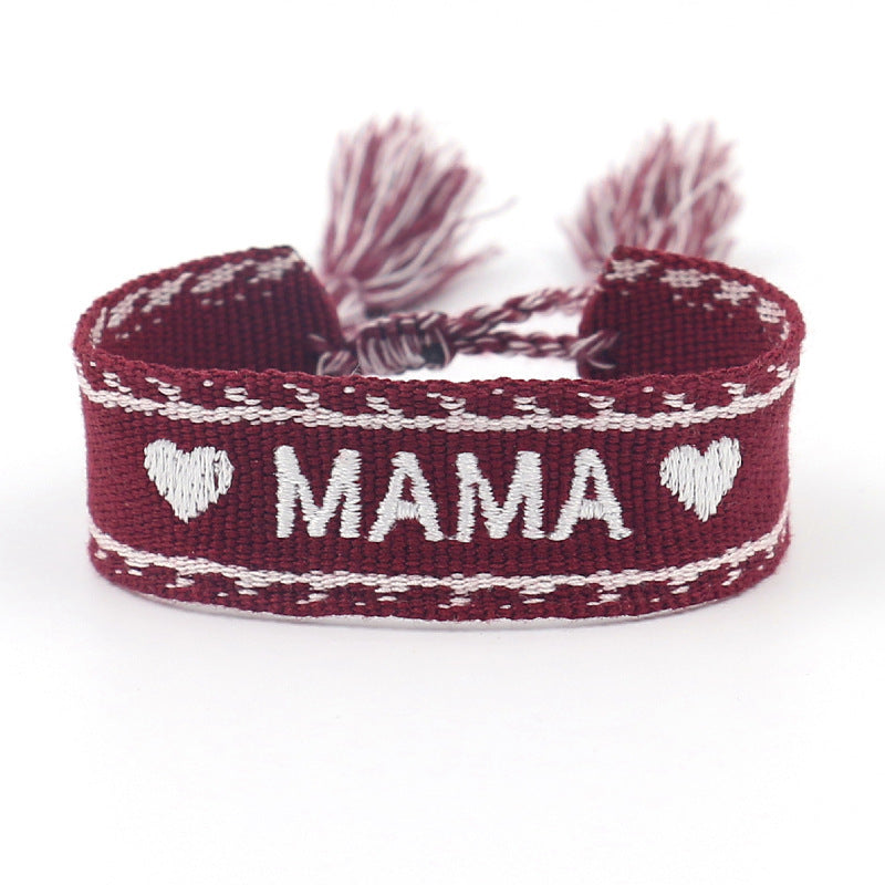 Mother's Day Gift: Woven Bracelet with Tassel Embroidery