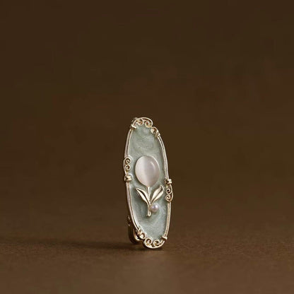 Beau - Green Tulip Oval Hair Clip