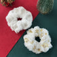 Silver Christmas snowflake plush scrunchie detail