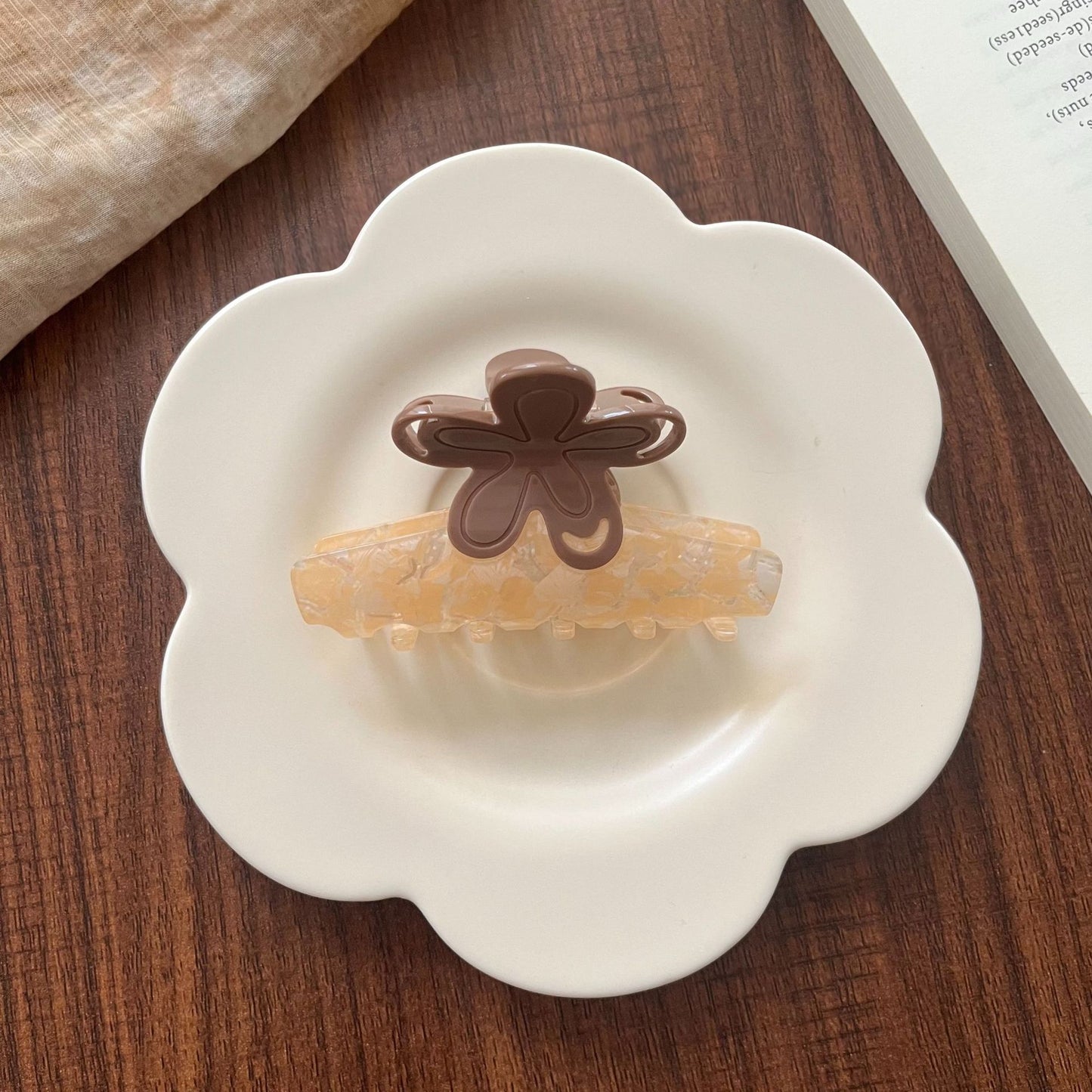 韩版精致花朵亚克力发夹夏日清新高级感抓夹后脑勺扎发夹子发饰女