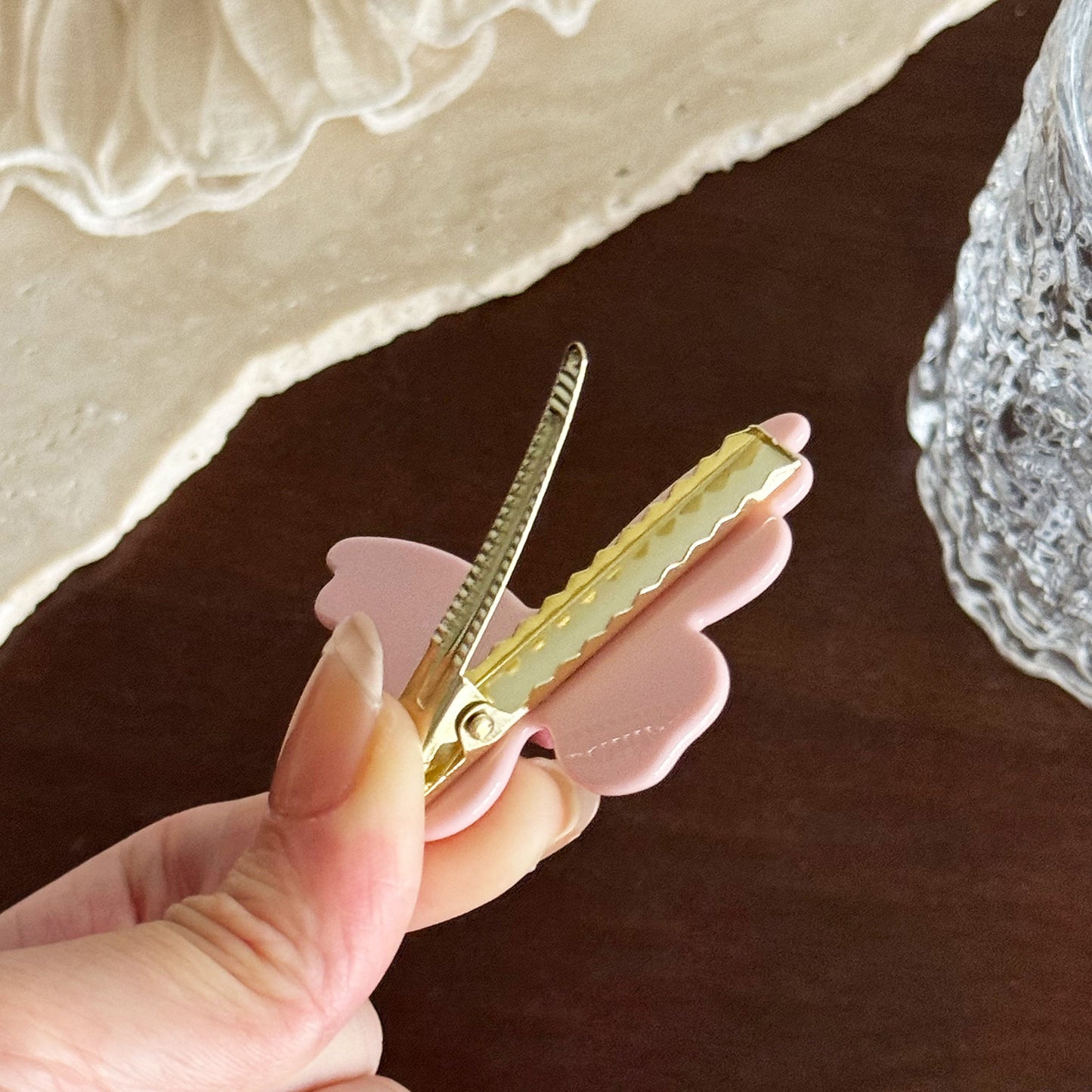 超仙立体醋酸蝴蝶边夹百搭甜美少女心鸭嘴夹简约碎发刘海发夹头饰