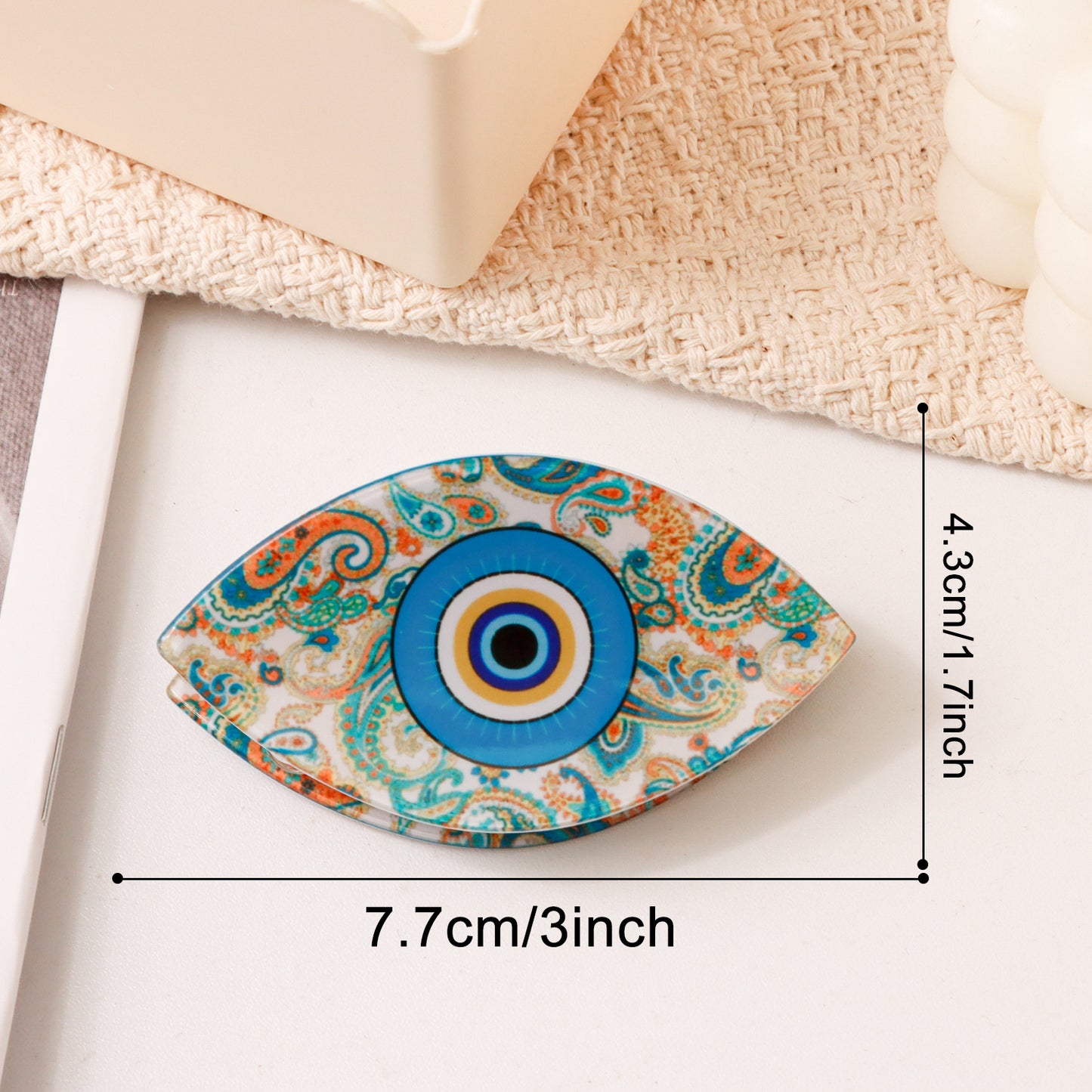 跨境恶魔之眼抓夹个性百搭腰果花眼睛发夹鲨鱼夹后脑勺盘发发饰女