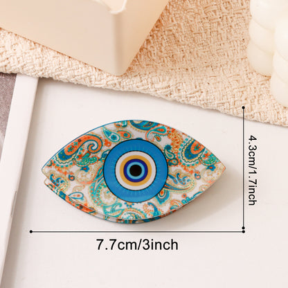 跨境恶魔之眼抓夹个性百搭腰果花眼睛发夹鲨鱼夹后脑勺盘发发饰女