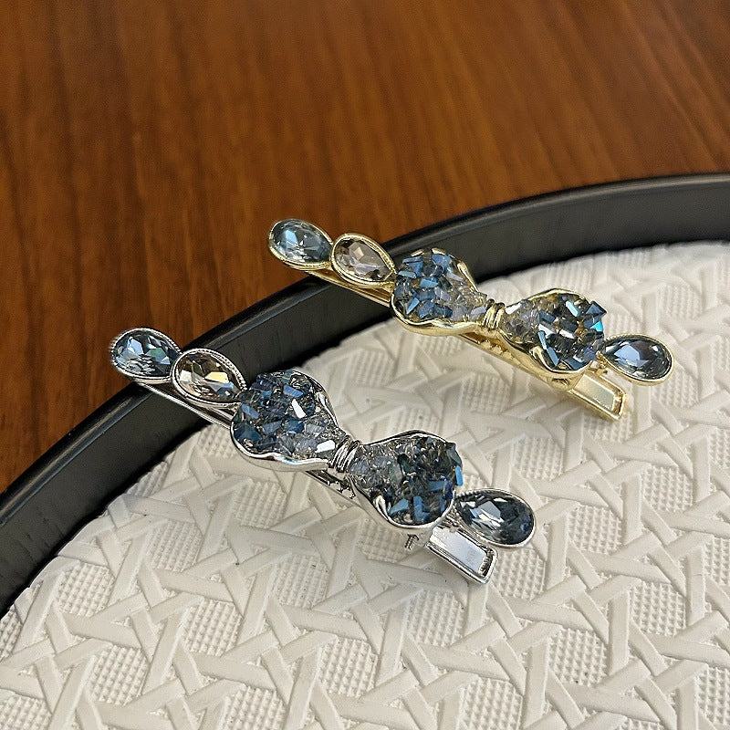 轻奢高档水晶蝴蝶结发夹高级感水晶侧边夹碎发夹一字夹顶夹发饰潮