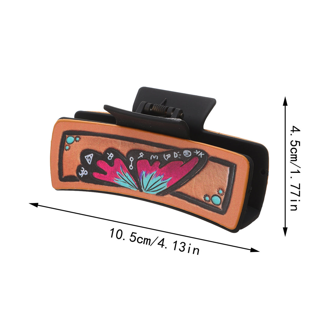 Beau - Cactus Feather Print Hair Claw